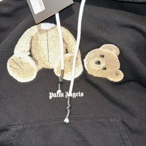 Palm Angels Black Hoodie with Teddy Bear Design